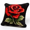 Rose Flower Latch Hook Kits Pillow DIY Rug Crochet Hook Pillowcase Mat Making Kits with Preprinted Pattern Canvas Starter Christmas Decoration Hooking DIY Kits 43x43cm(Y95) view 1