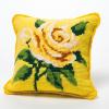 Yellow Rose Flower Latch Hook Kits Pillow DIY Rug Crochet Hook Pillowcase Mat Making Kits with Preprinted Pattern Canvas Starter Christmas Decoration Hooking DIY Kits 43x43cm(Y85) view 1