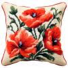 Red Poppy Flower Latch Hook Kits Pillow DIY Rug Crochet Hook Pillowcase Mat Making Kits with Preprinted Pattern Canvas Starter Christmas Decoration Hooking DIY Kits 43x43cm(Y7) view 1