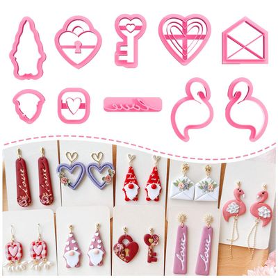 Keoker Valentines Day Polymer Clay Cutters, 10 Shapes, for Earrings Making, Small, Unique, Holidays, Adult