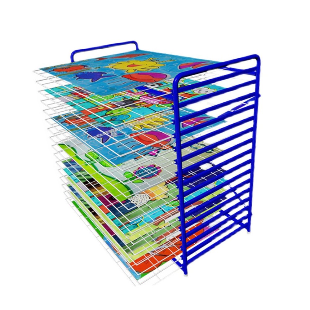 Art Drying Rack Painting Craft Artwork Canvas Storage, 16Tier Art Drying Rack - Sturdy Metal Art Rack, Art Cart with Swivel Wheels Perfect for Classroom Art Studios and Home Use Multifunctional Drawin