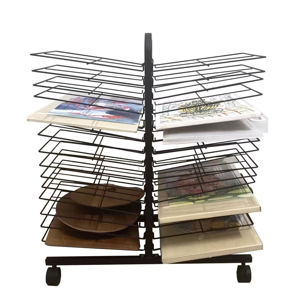 Art Drying Rack Mobile Metal Art Storage Rack Drying Racks,Art Studios Double Sided Wire Drying Shelf Metal Artwork Storage Display Rack Art Drying Rack with Wheels for Classrooms, Schools and Art Clu