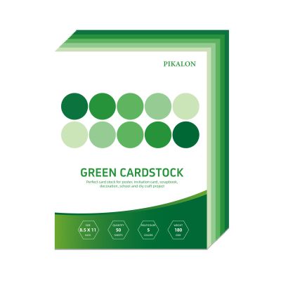 50 Sheets Green Cardstock 8.5 x 11 Inches, 5 Colors Assorted Colored Card Stock Paper 67lb/180gsm for Printing, DIY Crafting, Card Making, Scrapbooking Decorations, Card Crafts, School Supplies(Green)
