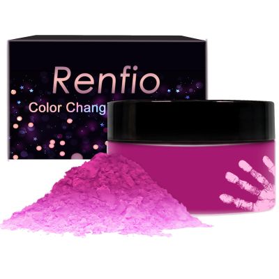 Renfio Thermochromic Pigment, 12g/0.42oz Temperature Activated Changes at 82/28 Resin Color Pigment Heat Sensitive Pigment Powder for Slime Add Ins Resin Dye Nail Fabric - Rose Pink to Colorless