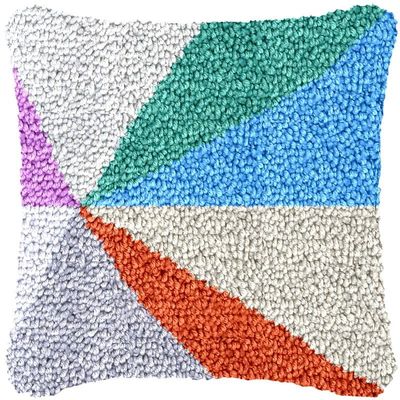 Color Matching Latch Hook Kits Pillow Cover DIY Rug Crochet Hook Cushion Making Kits with Preprinted Pattern Canvas Rug Making Starter DIY Crochet Kits Decoration 43x43cm