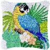 Blue Yellow Parrot Latch Hook Kits Pillow Cover DIY Rug Crochet Hook Cushion Making Kits with Preprinted Pattern Canvas Rug Making Starter DIY Crochet Kits Decoration 43x43cm view 1