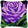 Purple Rose Latch Hook Kits Pillow Cover DIY Rug Crochet Hook Cushion Making Kits with Preprinted Pattern Canvas Rug Making Starter DIY Crochet Kits Decoration 43x43cm view 1