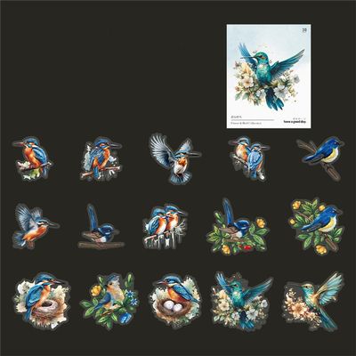ZXMNBH PET Stickers for Scrapbooking Kit Cute Robin Aesthetic Paper Diary Planner Junk Journaling Decorative Supplies 30 Pcs/Pack