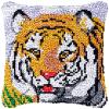 Tiger Latch Hook Kits Pillow Cover DIY Rug Making Crochet Hook Cushion Making Kits with Preprinted Pattern Canvas DIY Needlework Crochet Kits Christmas Decoration 43x43cm view 1
