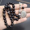 ALBASHAN Tasbih Black agate Onxy prayer beads bracelets Gift Eid misbaha arabic pendant turkish fashion accessories muslim Jewelry 10mm (8mm 100beads) view 2