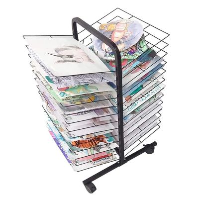 REMYS Art Drying Rack Mobile Metal Art Storage Rack Sturdy Metal Art Rack That Works As a Wall Mount or Tabletop Stand, Perfect for Classrooms,Portable Artwork Drying Rack