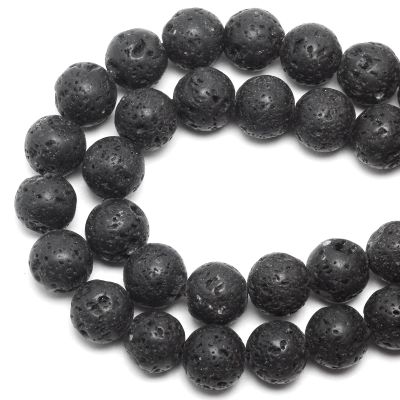 DIQIO Natural Lava Stone Round Gemstone Loose Beads (8mm, 45-47pcs)