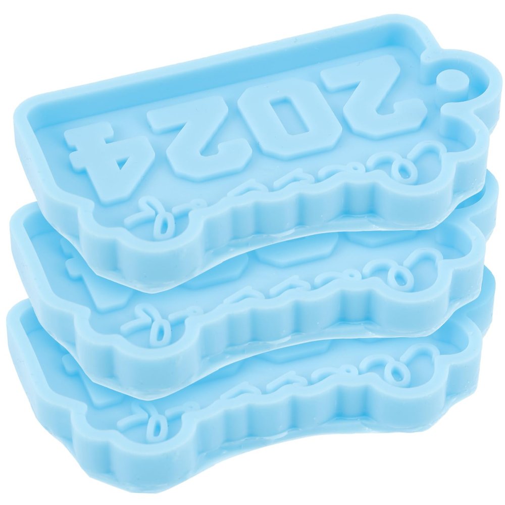 3pcs 2024 Graduation Season Key Number Epoxy Molds Graduation Resin Keychain Molds Class of 2024 Keychain Molds Silicone Pendant Molds Cake Stencil New Biscuit Portable