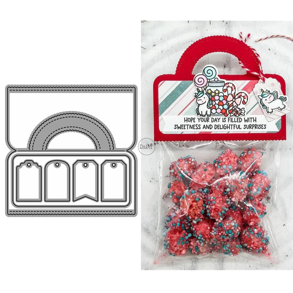 DzIxY Bag Labels Metal Cutting Dies for Card Making Kit Embossing Paper Die Cuts Scrapbook Machine Stencils Storage Pockets Supplies