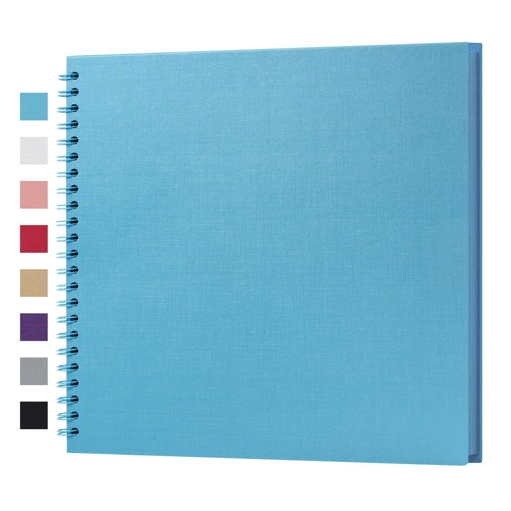 potricher 12 x 12 Inch DIY Scrapbook Album 40 Pages Hardcover Kraft Paper Scrap Book Photo Albums Memory Book for Wedding and Anniversary Family (Blue, 12 Inch)