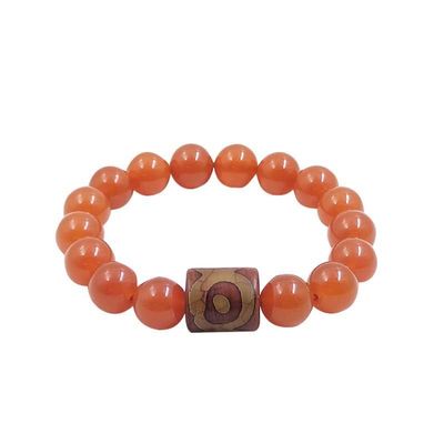 ALBASHAN Tibetan Eye Agate Arabic Jewelry Red Agate Bracelet Crystal Energy Stone Healing Ability Used in Jewelry Making (6inch)