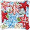 Beginner Latch Hook Pillow Kits Set Colorful Starfish Sofa Cushion Cover Latch Hook Carpet Rug Acrylic Yarn,Pillowcase Craft Kits with Printed Canvas for Starter 17 x 17 Inch view 1