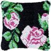 Latch Hook Kits Pillow Cover Pink Rose DIY Rug Crochet Hook Cushion Making Kits with Preprinted Pattern Canvas Rug Making Starter DIY Crochet Kits Christmas Decoration 43x43cm view 1