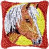 Latch Hook Kits Pillow Cover Horse DIY Rug Crochet Hook Cushion Making Kits with Preprinted Pattern Canvas Rug Making Starter DIY Crochet Kits Christmas Decoration 43x43cm view 1