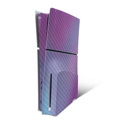 MightySkins Carbon Fiber Skin for PS5 Playstation 5 Slim Disc Edition Console Only - Purple Fog Protective, Durable Textured Carbon Fiber Finish Easy to Apply Made in The USA