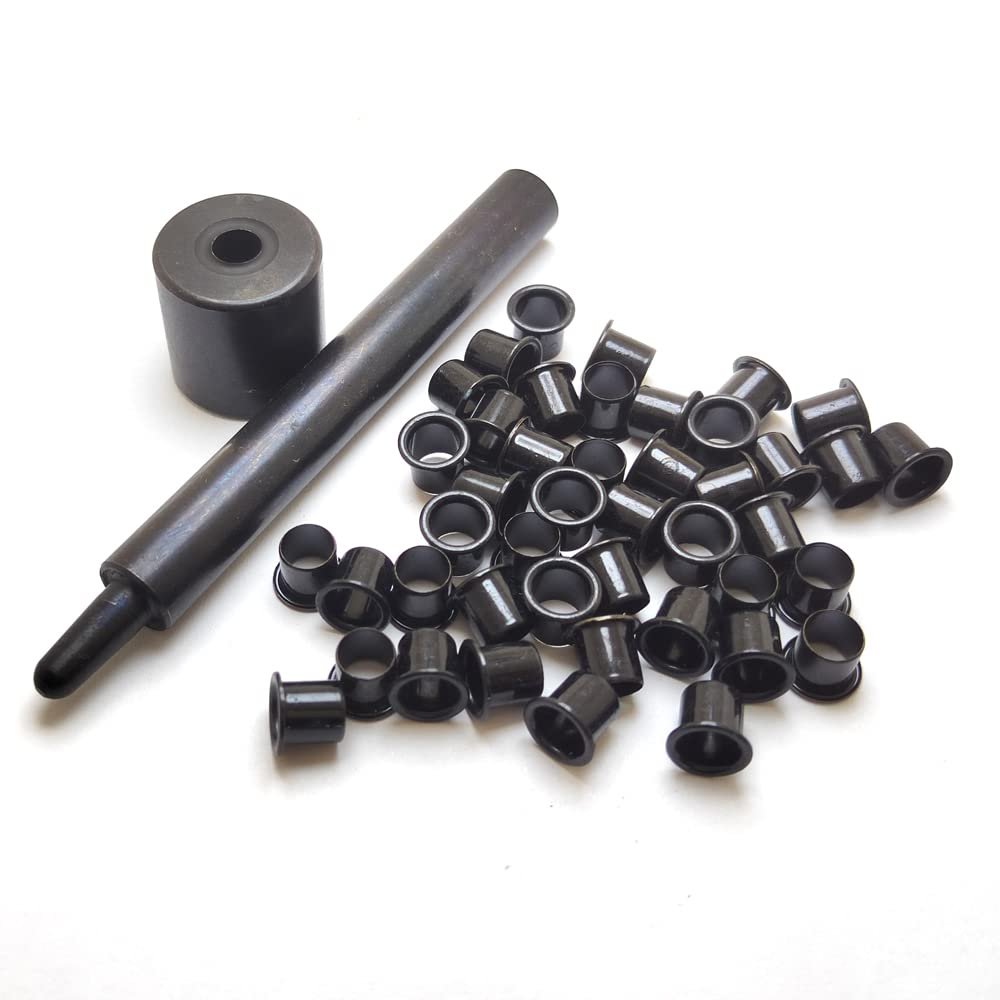 1 Tools + 100pcs #8-8-7.2mm (.248 Length Under Flange x 1/4" Outside Diameter) Brass Black Kydex Holster Eyelets for 0.06" DIY Holster and Sheath Making