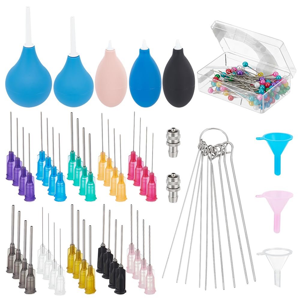BENECREAT 160 Pcs Ceramic Precision Applicator Set, Pottery Tools Supplies, 5 Pcs Ceramic Glaze Squeeze Bottle with Adapter, Plastic Steel Needle and Funnel for Ceramic Glazing