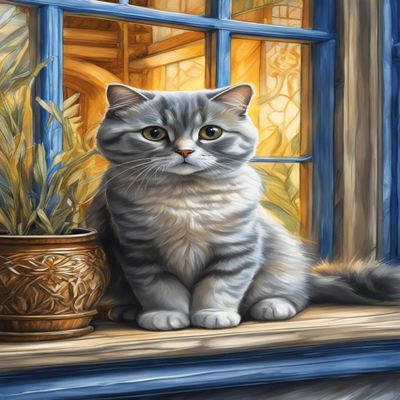 Animals 5D DIY Diamond Painting Kits for Adults,Scottish Fold Cat Round Full Drill Diamond Art Kits,Cat On Window Sill Paint with Diamonds Crafts for Home Wall Decoration Gifts 16x24inch