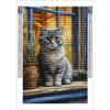 Animals 5D DIY Diamond Painting Kits for Adults,Scottish Fold Cat Round Full Drill Diamond Art Kits,Cat On Window Sill Paint with Diamonds Crafts for Home Wall Decoration Gifts 16x24inch view 2