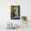 Animals 5D DIY Diamond Painting Kits for Adults,Scottish Fold Cat Round Full Drill Diamond Art Kits,Cat On Window Sill Paint with Diamonds Crafts for Home Wall Decoration Gifts 16x24inch view 4