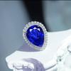 925 Sterling Silver Shining Sapphire Ring Tear Drop Shape 5Ct Cubic Zirconia Rings Set CZ Teardrop Halo Ring Color Treasure Water Drop Open Luxury Ring view 3