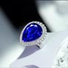 925 Sterling Silver Shining Sapphire Ring Tear Drop Shape 5Ct Cubic Zirconia Rings Set CZ Teardrop Halo Ring Color Treasure Water Drop Open Luxury Ring view 4