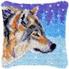 Winter Wolf Latch Hook Kits Pillow Cover DIY Rug Making Crochet Hook Cushion Making Kits with Preprinted Pattern Canvas DIY Needlework Crochet Kits Sofa Decor 43x43cm view 1