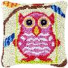 Swing Owl Latch Hook Kits Pillow Cover DIY Rug Making Crochet Hook Cushion Making Kits with Preprinted Pattern Canvas DIY Needlework Crochet Kits Sofa Decor 43x43cm view 1