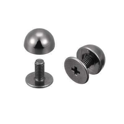 uxcell Screw Back Rivets, 12 Sets 8x5mm Round Studs Rivet Leather Studs Spike for Purse Handbag Leather Craft, Gun-Black