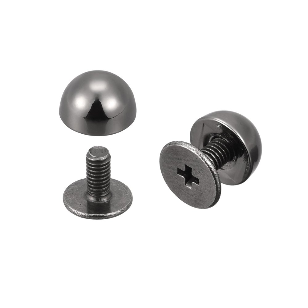 uxcell Screw Back Rivets, 12 Sets 8x5mm Round Studs Rivet Leather Studs Spike for Purse Handbag Leather Craft, Gun-Black