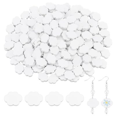 OLYCRAFT 200pcs Wooden Cloud Shaped Beads - 22x17mm White Cloud Cutouts with 1.5mm Hole for Wood Art & DIY Crafts