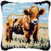Highland Cow Baby Latch Hook Kits Pillowcase DIY Rug Making Crochet Hook Cushion Making Kits with Preprinted Pattern Canvas Christmas DIY Needlework Crochet Kits Decor 43x43cm(d26) view 1