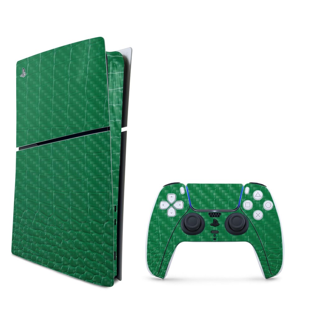 MightySkins Carbon Fiber Skin for PS5 Playstation 5 Slim Digital Edition Bundle - Alligator Protective, Durable Textured Carbon Fiber Finish Easy to Apply Made in The USA
