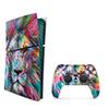 MightySkins Carbon Fiber Skin for PS5 Playstation 5 Slim Digital Edition Bundle - Neon Lion Protective, Durable Textured Carbon Fiber Finish Easy to Apply Made in The USA view 1