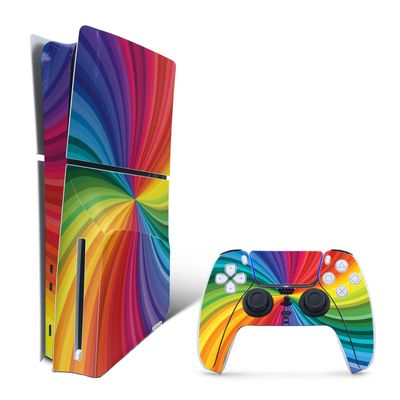 MightySkins Skin Compatible with Playstation 5 Slim Disk Edition Bundle - Color Swirl | Protective, Durable, and Unique Vinyl Decal wrap Cover | Easy to Apply | Made in The USA