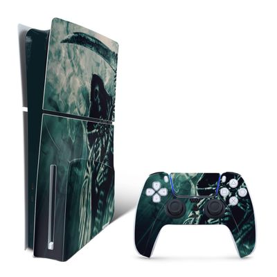 MightySkins Skin Compatible with PlayStation 5 Slim Disk Edition Bundle - Symbol of Death | Protective, Durable, and Unique Vinyl Decal wrap Cover | Easy to Apply | Made in The USA