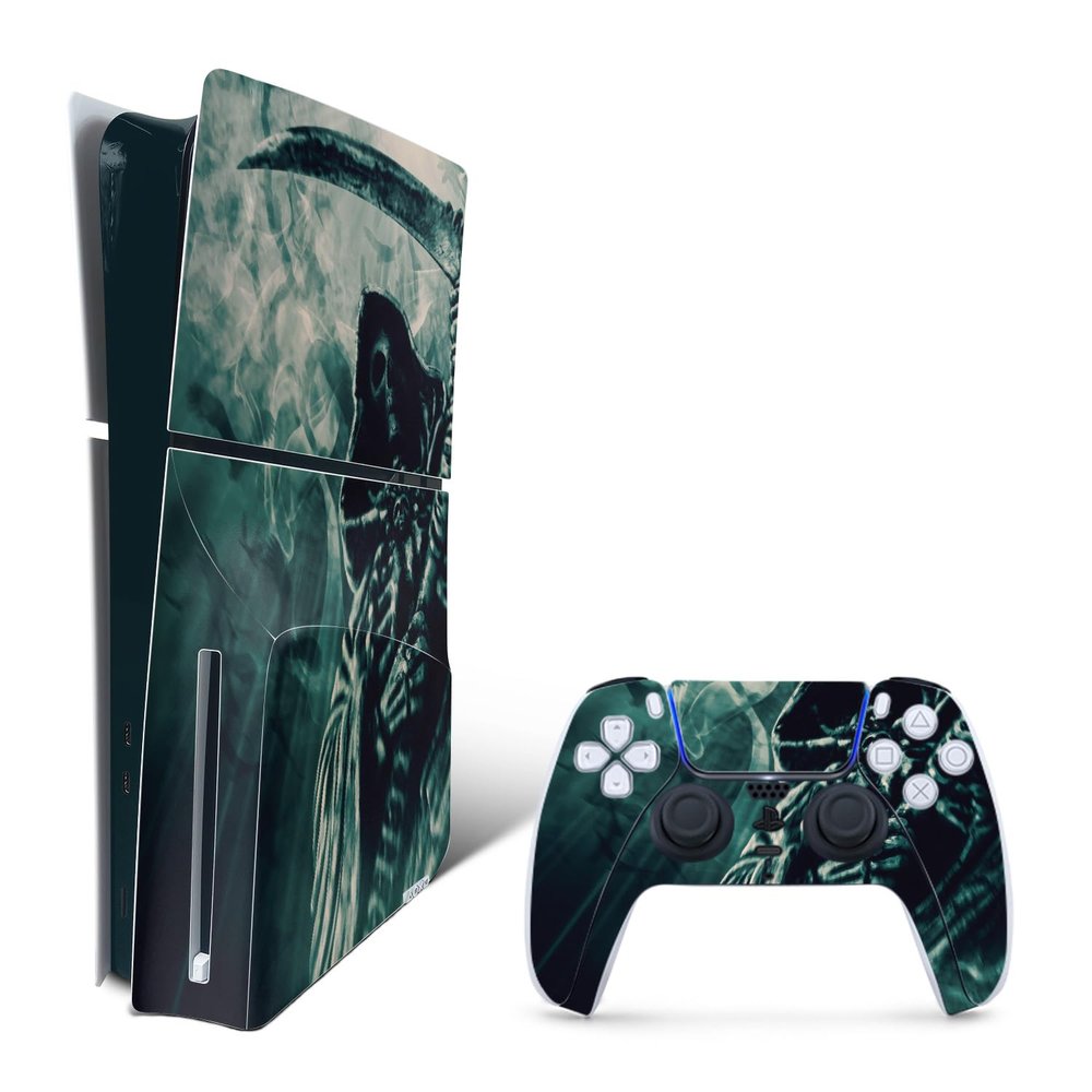 MightySkins Skin Compatible with PlayStation 5 Slim Disk Edition Bundle - Symbol of Death | Protective, Durable, and Unique Vinyl Decal wrap Cover | Easy to Apply | Made in The USA