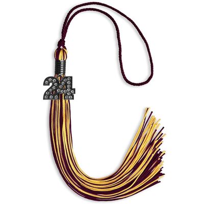 Endea Graduation Mixed Double Color Tassel with Black Bling Charm (Maroon/Gold, 2024)
