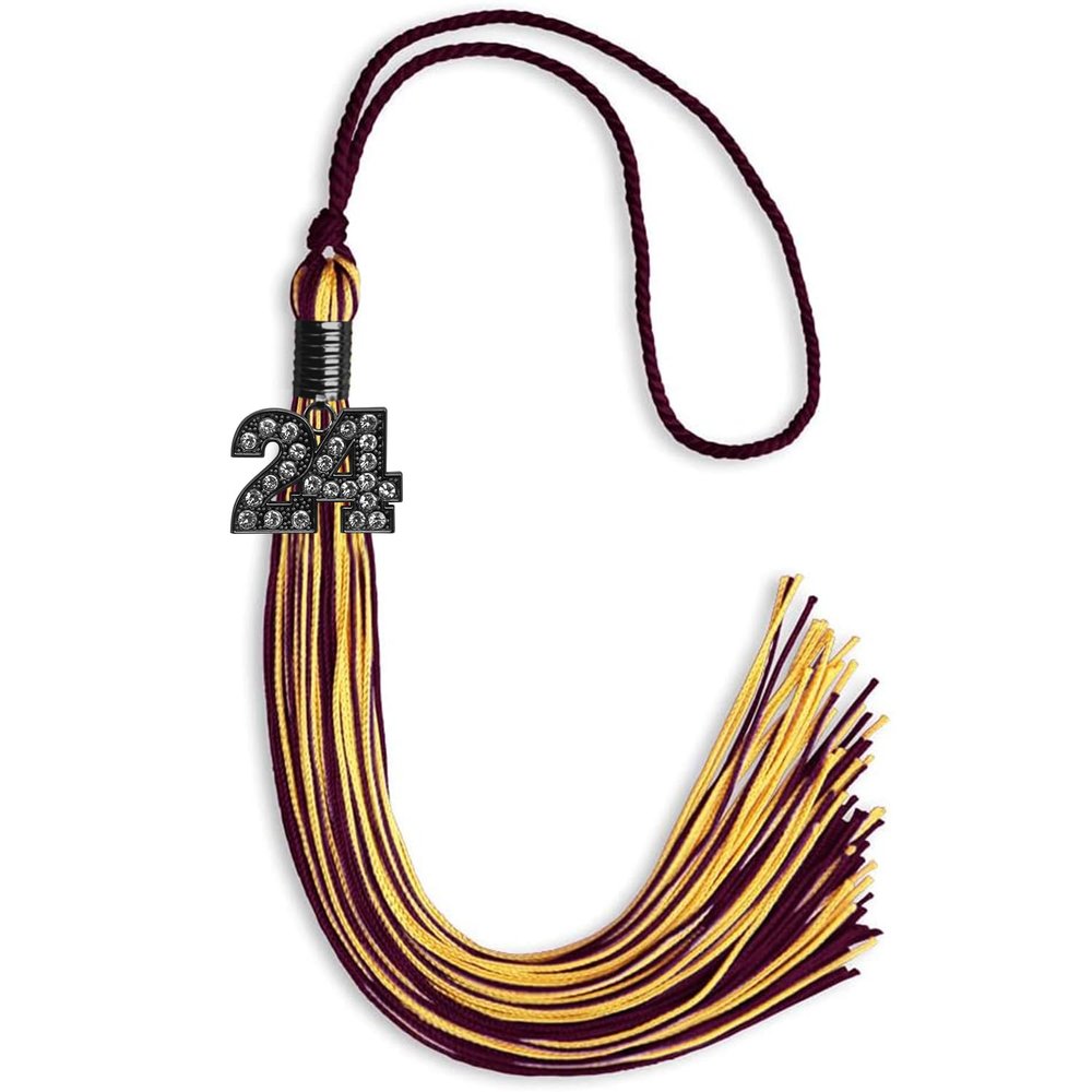 Endea Graduation Mixed Double Color Tassel with Black Bling Charm (Maroon/Gold, 2024)