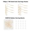 NICENEEDED 14K Gold Filled Earring Hooks, 100 PCS Ball Dot Ear Wires Fish Hooks Plated Earring Hooks for Jewelry Making Hypoallergenic Gold Earring Findings with Rubber Earring Backs for DIY Jewely view 2