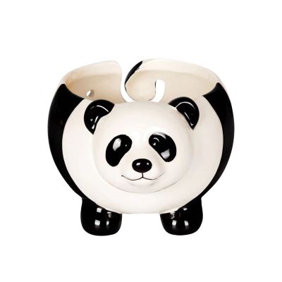 Mokylor Panda Shape Yarn Bowl, Knitting Wool Storage Basket Round with Holes, Ceramic Glossy Surface Exquisite Texture Keep Clean Knitting Bowl for Crochet Wool Balls(#1)