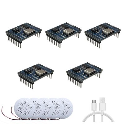 XLW Voice Playback Module,16M Sound Board MP3 Music Player with Speaker,DC3.6-5.2V,USB Downloadable 10 IO Trigger Serial Port Control for Voice Prompts, Broadcast Device Factory, Xmas DIY-5 Pack+Horn