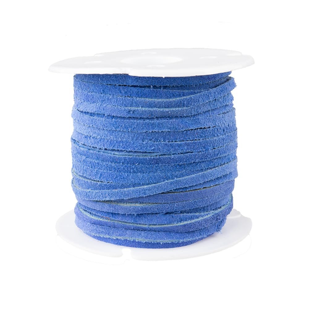 Craft County 3mm Suede Leather Cord for Necklaces, Bracelets, and DIY Crafts Cobalt Blue (25 Yards)