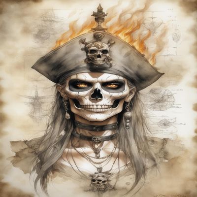 Directo Portraits Adult Beginner Diamond Painting Kit,Pirate Sugar Skull Girl Diamond Art Kit,DIY Watercolor Painting Full Round Diamond Gemstone Art, Bathroom,Living Room Wall Decoration 12x16inch