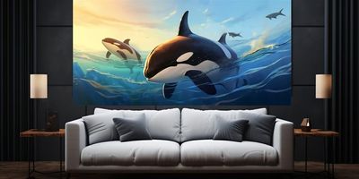 Diamond Painting Kits for Adults Orca Diamond Art Large Size (24x12Inch), 5D DIY Paint By Number Full Round Drill Diamond Paintings, Big Diamond Dots Gem Art for Wall Art Bedroom Home Decor,Y230